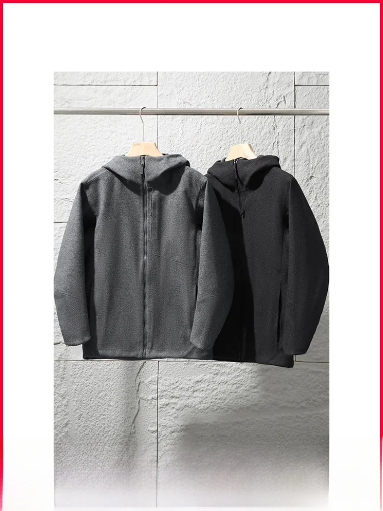 

Top Quali Men's Winter Wool Full Glue Soft ell Jaet 02 Pieces Busin Series Casual Sle Stand Fit Polyester Fiber