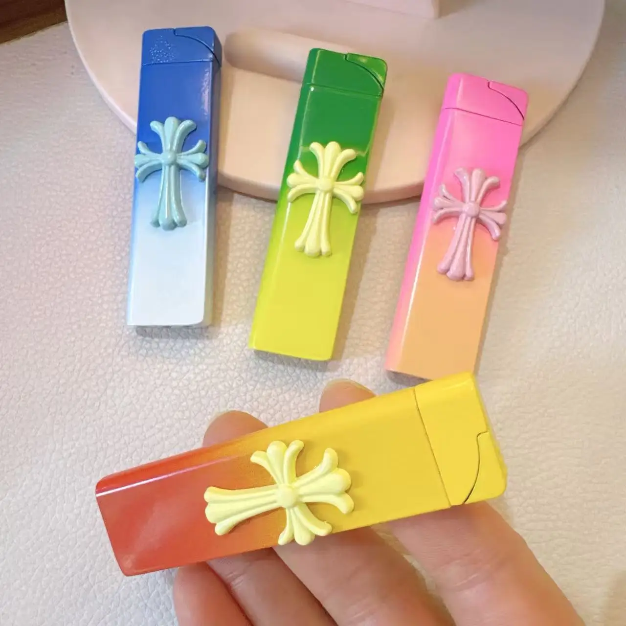 Accendino gonfiabile sfumato di moda in metallo antivento Jet Green Flame Accendino portatile per esterni Accessori per sigarette Regali per fumatori