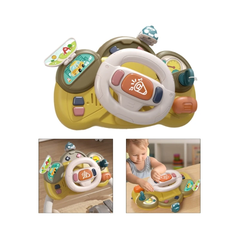 Children Steering Wheel Simulation Driver Car Toy Electric Musical Montessori Toy for Toddler Boys Girls Learning Gift