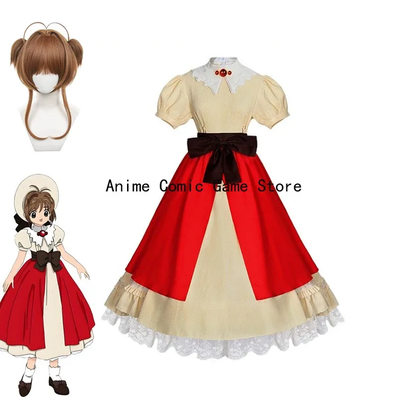 

IN STOCK XS-XXL Sakuraa Kinomotoo Cosplay Costume Wig Grandpa's Gift Lolita Dress Halloween Party Outfits for Women
