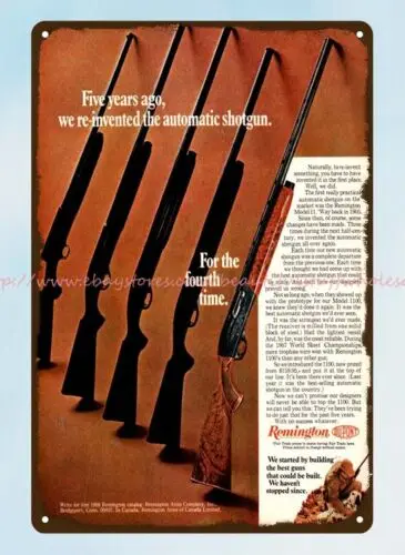 western tin 1968 REMINGTON Model 1100 Automatic firearm shotgun metal tin sign