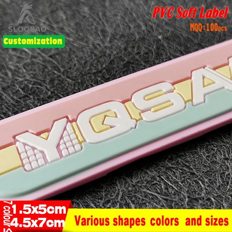 Seven Colors Sew On  Custom Private Customized Color Logo 3D PVC Soft Silicone Label Tags For Shoes Garment Accessories