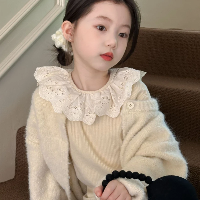 Girls' Coat Mohair cardigan 2024 Autumn New Korean Style Soft Glutinous Sweater Comfortable All-Matching