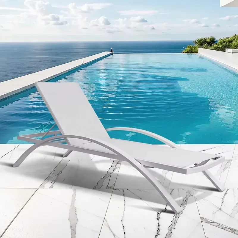 White Cheap Outside Beach Chaise Lounge Chair Sunbed Patio Garden Furniture Outdoor Pool Aluminum Sun Lounger