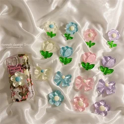 Korean 3D Cute Transparent Flower Bow Phone Grip Tok Griptok Japan Phone Holder For iPhone 15 14 13 Phone Pro Max Stand Holder