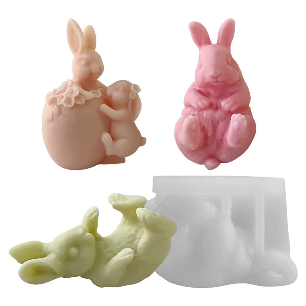 

3D Easter Bunny Silicone Mold Rabbit Cute Soap Plaster Resin Mold Candle Making Supplies DIY Making Craft Home Office Room Decor