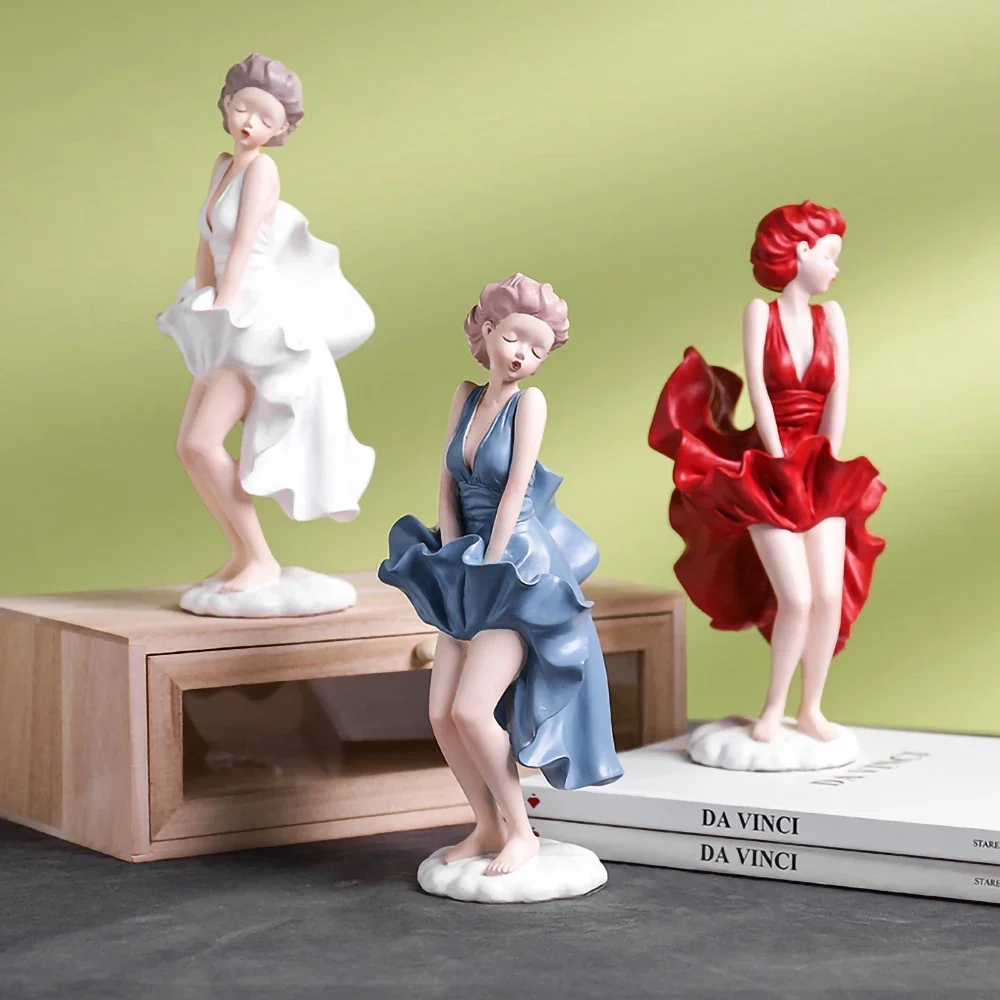 

Home Decoration Accessories,Women Figurin Statue,Cute Figurine Kawaii,Sculpture Ornaments,Girls Living Room Bedroom Table Decor