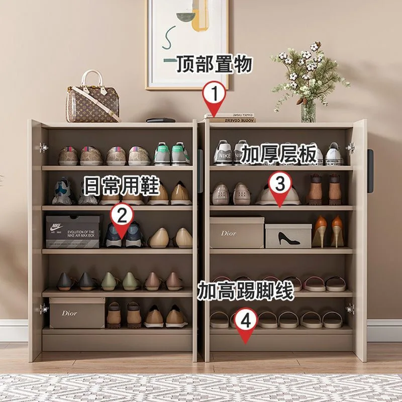 Solid wood shoe cabinet household balcony large-capacity locker corridor corridor entrance multi-layer storage shoe rack factory