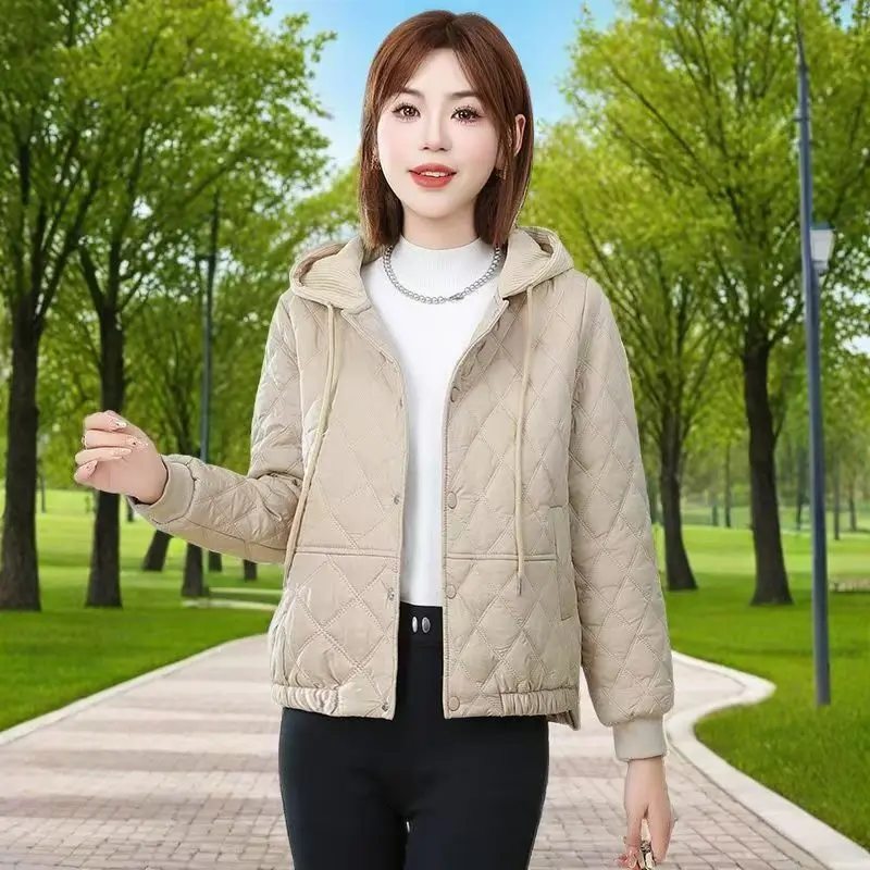 

Faionable Lightweight Diamond Pattern down Cotton Jaet Women's Small Cotton Coat Outerwear Spring 2025 Commute Sle