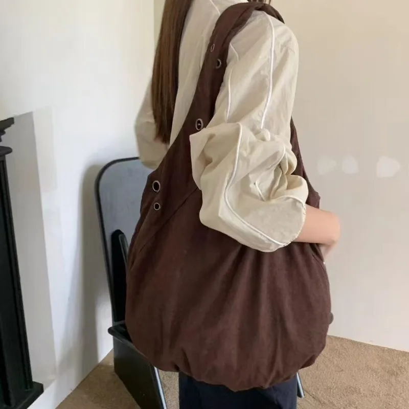 

Vintage Tote Bag for Woman Shoulder Bags Suede Studded Armpit Bag Casual Shopping Bags Class Bags for Girl Designer Bag Сумка