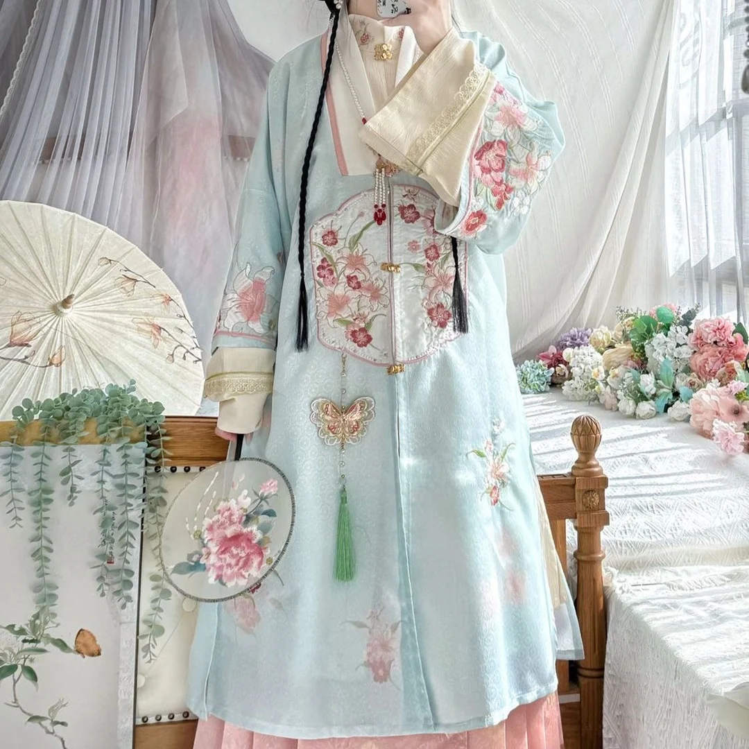 Women's Ming-Style Hanfu Collar Shirt Stand-up Cardigan Horse-Face Skirt Autumn and Winter Suit