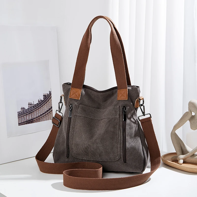 Women's Canvas Shoulder Bag Fashion Multi-Functional Outdoor Shoulder Bag Women's Commuter Large Capacity Shoulder Bag Crossbody image 3