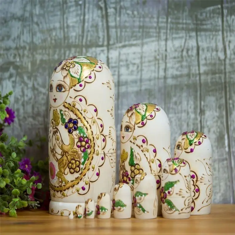 Artistiek Russisch nestspeelgoed Unieke handgeschilderde houten poppen voor collectie P31B