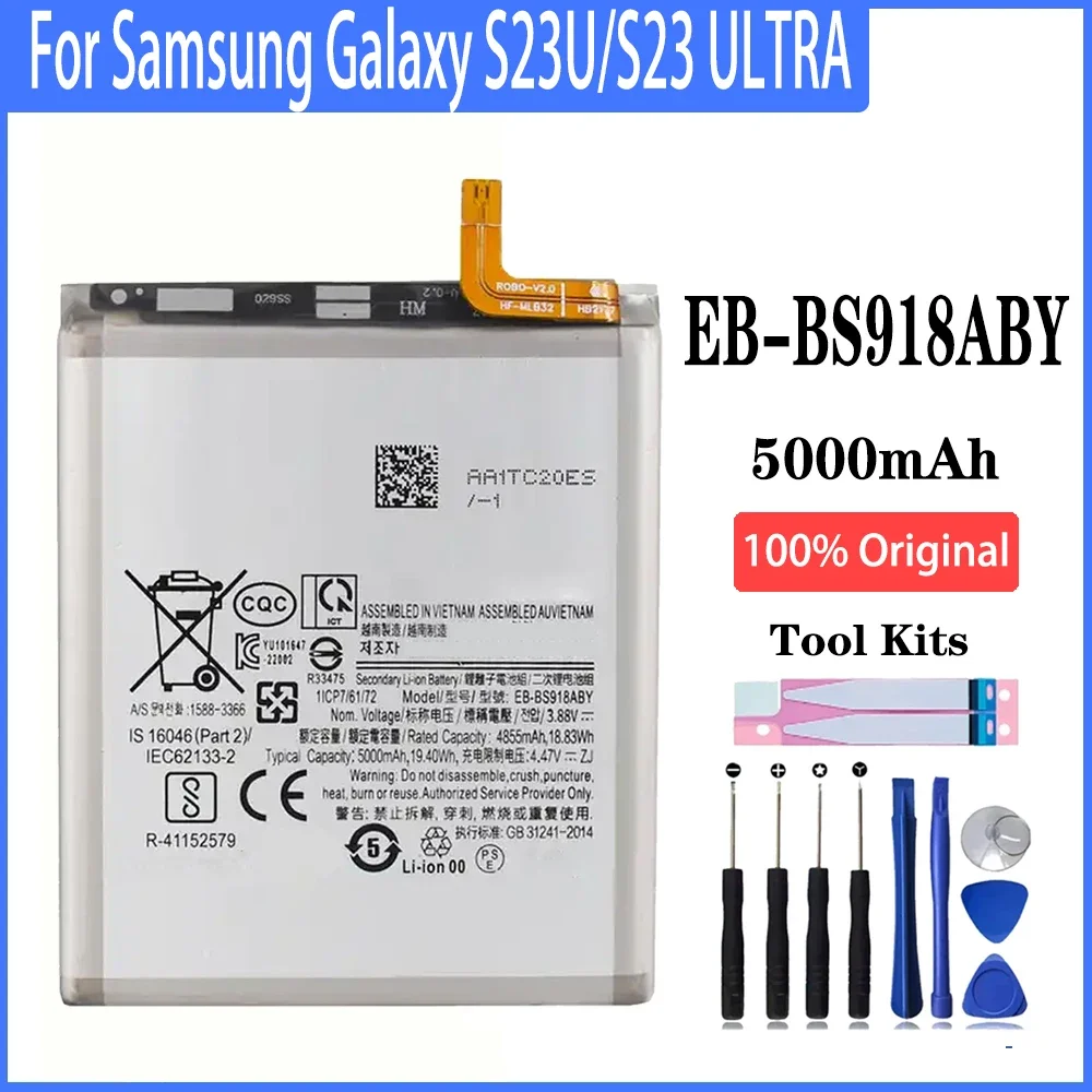 

100% high capacity EB-BS918ABY 5000mAh Battery For Samsung Galaxy S23U S23 ULTRA Phone Replacement With Tools