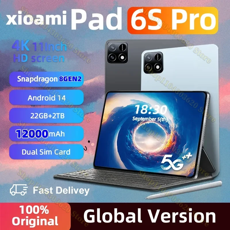 

2025 NEW Original MI Pad 6S Pro Tablet 11inch Snapdrago 8gen2 HD 4K Android 14 22GB+2TB 12000mAh 5G Dual SIM WiFi GPS Tablet PC