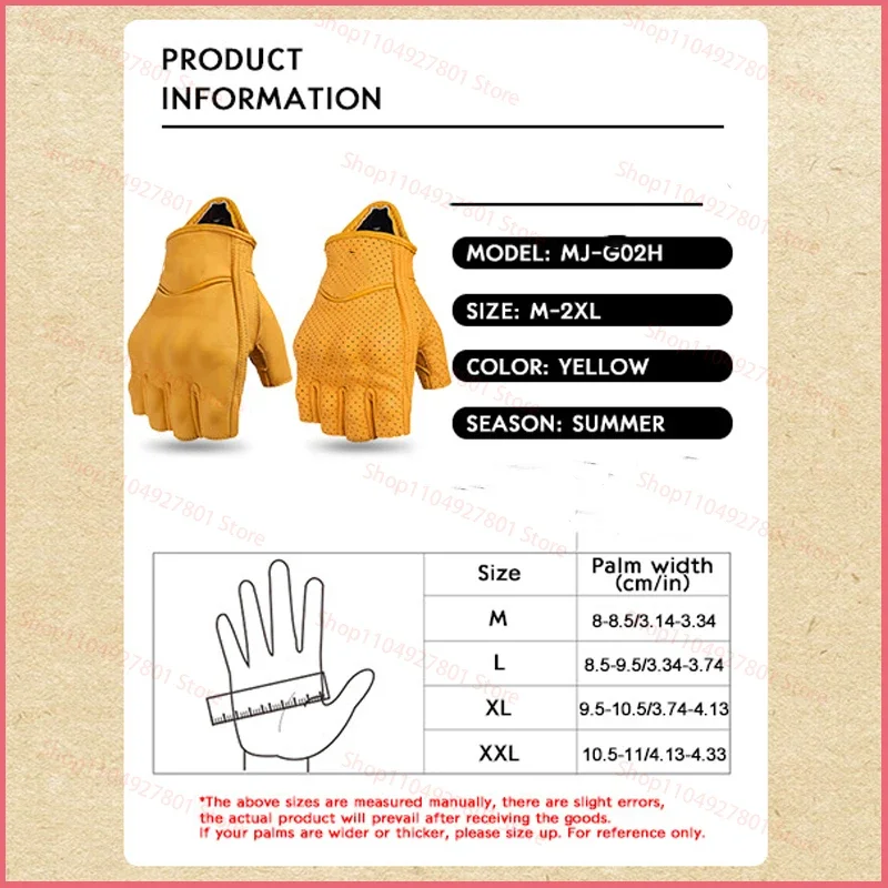 Motorcycle Motorcycle Outdoor Riding Sheepskin Wear-resistant Summer Retro Style Half-finger Gloves Sports Anti-fall