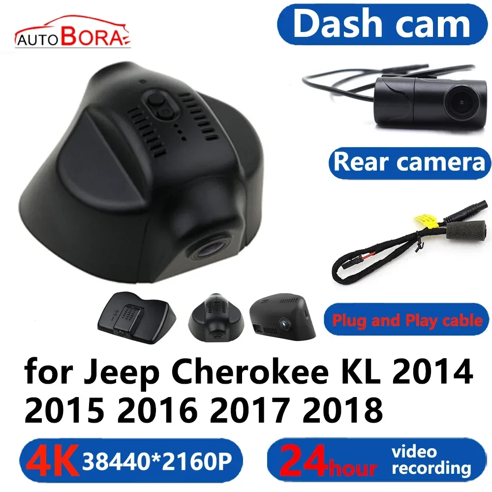 

AutoBora 4K Wifi 3840*2160 Car DVR Dash Cam Camera 24H Video Monitor for Jeep Cherokee KL 2014 2015 2016 2017 2018