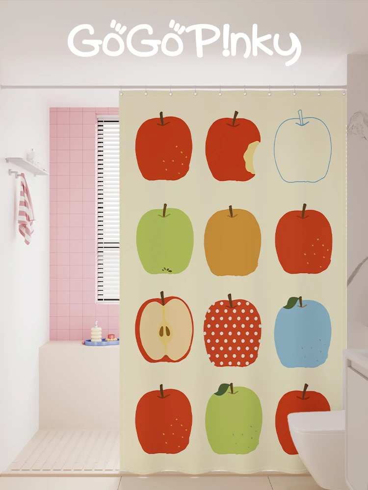 

Dopamine Style Korean Simple Home Bathroom Shower Curtain Toilet Partition Hanging Door Curtain No Drilling Required