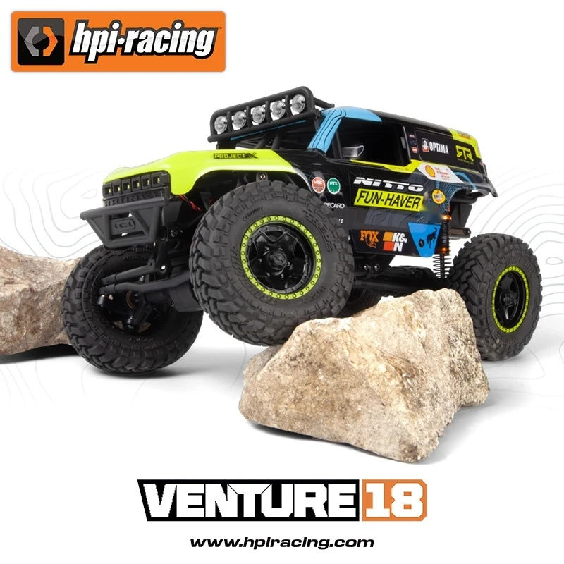 HPI Venture 1/18 Skala 4WD RC Samochód - Elektryczny Szczotkowy Pojazd Terenowy Wspinaczkowy Prezent dla Mężczyzn Symulacja U4 4400 Zabawka Zdalnie Sterowana