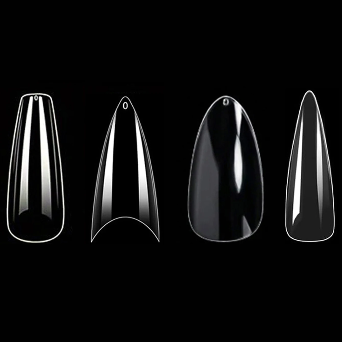 240개 짧은 아몬드/미디엄 발레리나/미디엄 스틸레토 가짜 손톱-풀 커버 가짜 손톱 세트-손가락을 길어 보이게 만듭니다.