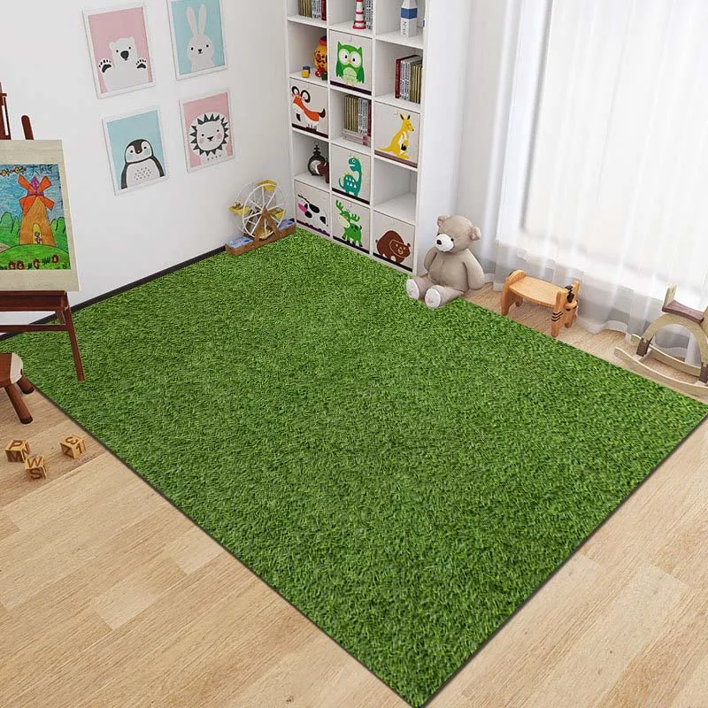 15 Sizes Football Field Green Grass Rugs for Kids Room Play Mats Area Carpet for Bedroom Living Room Soft Rug Home Decor Rug Mat