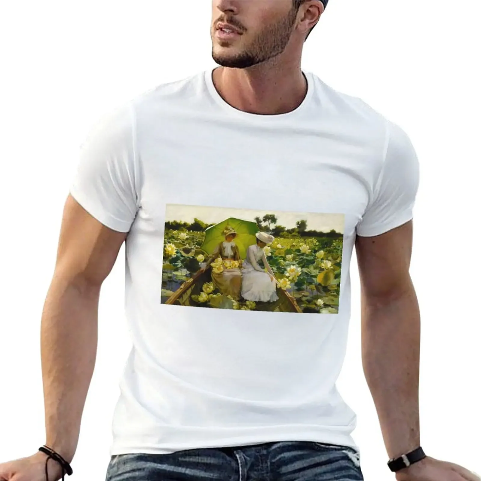 Charles Courtney Curran - Lotus Lilies T-Shirt oversized for a boy slim fit t shirts for men