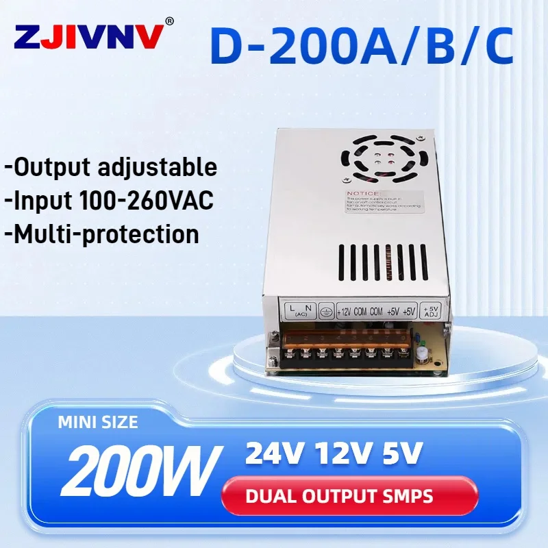 

Dual Output 200W Switching power supply two group Output Voltage AC-DC SMPS D-200A/B/C 12V 24V 5V