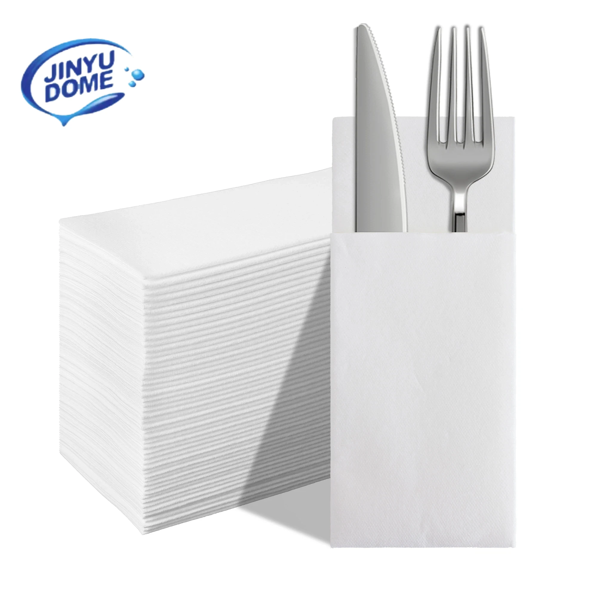 JINYUDOME 13x15.75in White Disposable Pocket Napkins with Bu