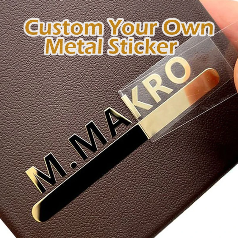 Custom metal sticker transfer label custom logo 3m strong vinyl gold silver sticker for phone laptop bottle decal