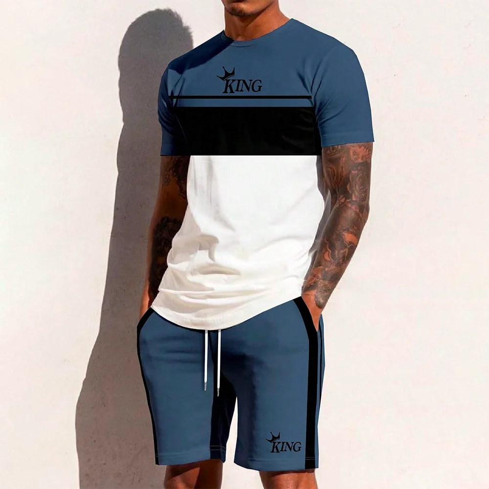 3D 2024 New Summer Y2K Style Fashion Trendy Men's Set Extra Large Men's Loose Top Refreshing And Breathable Leisure Travel Sets