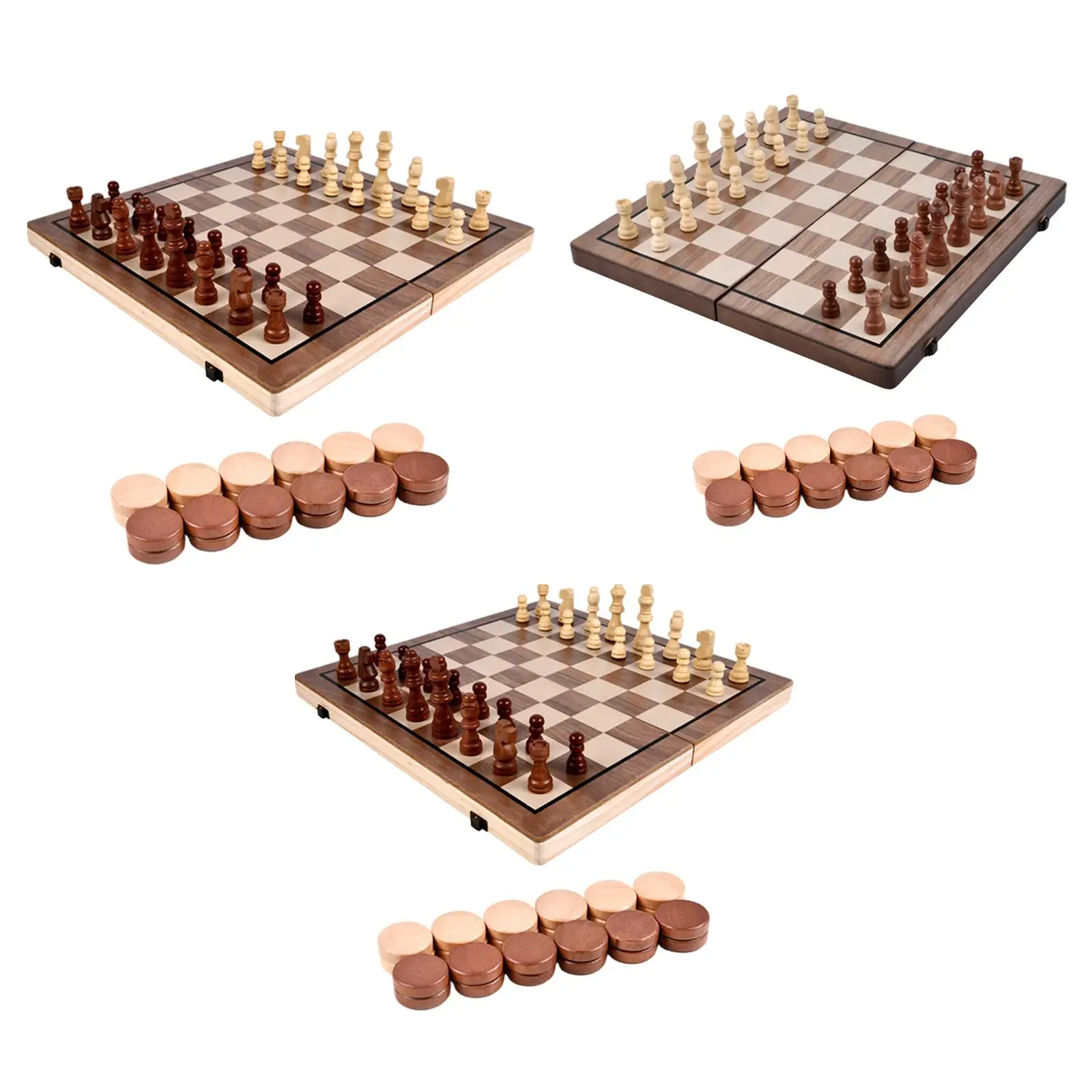 Folding Wooden Chess Set, Handmade Wood Relaxing Developmental, Magnetic Felted Game Board, for Home Long Train Adults Family