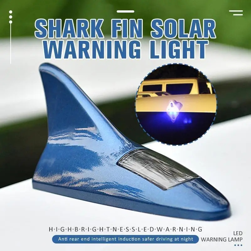 Universal Car Shark Fin Roof Antenna Solar Power LED Flash Light Automotive Radio Roof Tail Wing Modification Decor Light