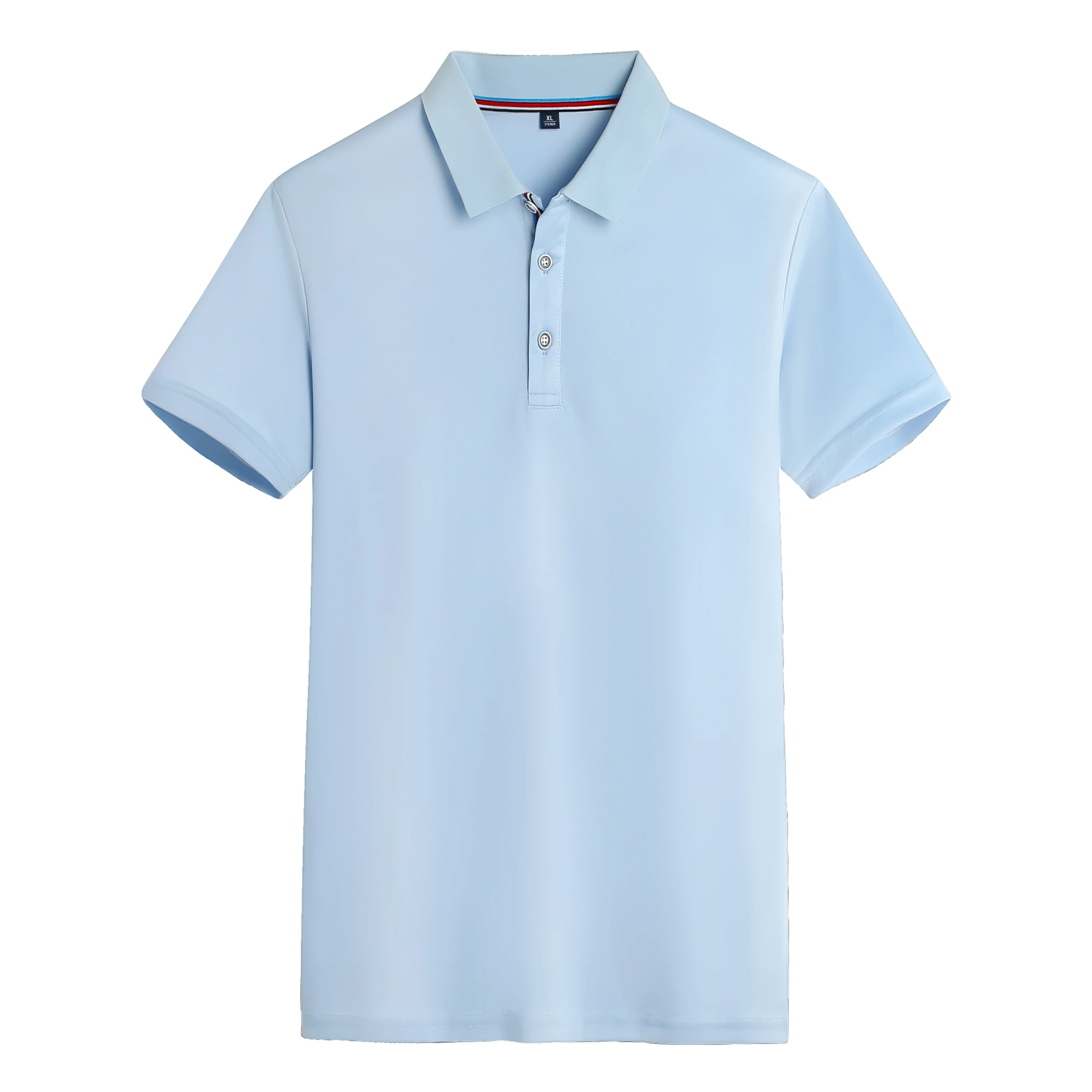 2025 New Summer Men's Short Sleeve Collar Tshirts Solid Color Casual Polo Shirt Trendy Breathable Loose Basic Splice Top