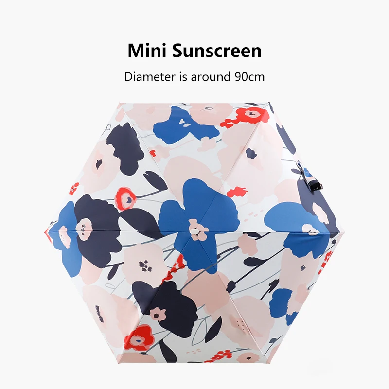 New 14CM Mini Six Folding Umbrella Women Small Portable Sun Umbrella Anti UV Storage Case Pocket Umbrellas Sunscreen Parasol 6K