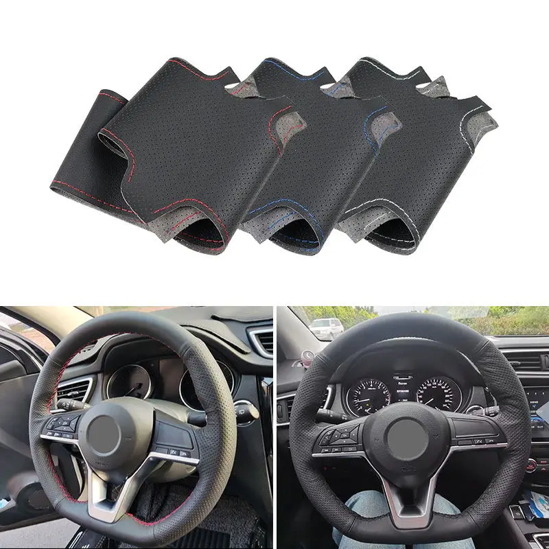 Auto-Zubehör Lenkradbezug aus perforiertem Leder für Nissan Qashqai X-Trail Micra Leaf Rogue Sport 2018-2020 Altima 2019