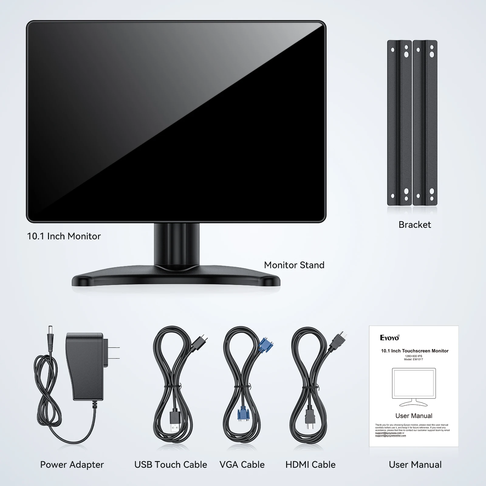 Miktver 데스크탑 터치스크린 모니터, HDMI, VGA, AV 비디오 입력, 풀 HD, 1280x800, 휴대용 IPS 디스플레이, CCTV, DVD, PC 노트북용, 10 인치