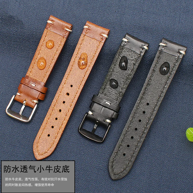 Italian cowhide watch strap for Oris Swiss 7707 Diving 65 Years Replica Bronze Watch Aviation series 7741 watchband bracelet