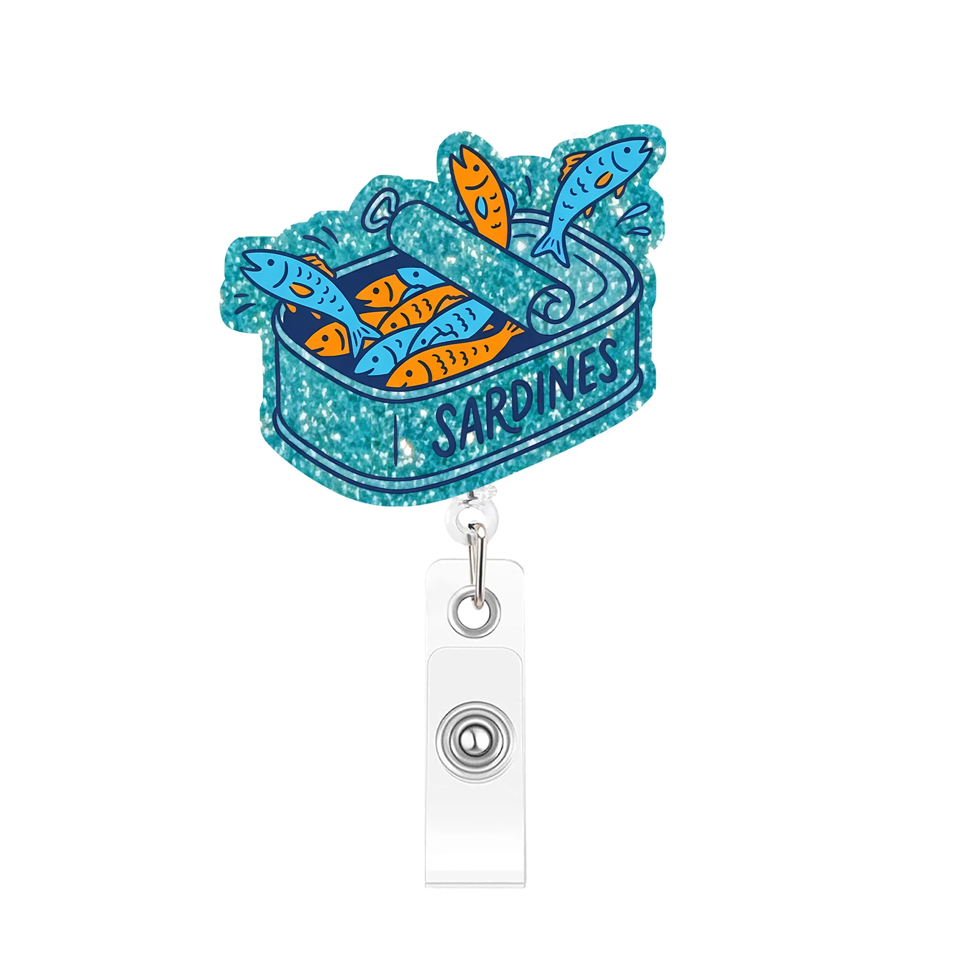 Retractable Badge Reel High Quality Id Badge Scroll Acrylic Badge Holder Ocean-Themed Name Tag Holder For Beach Events Office