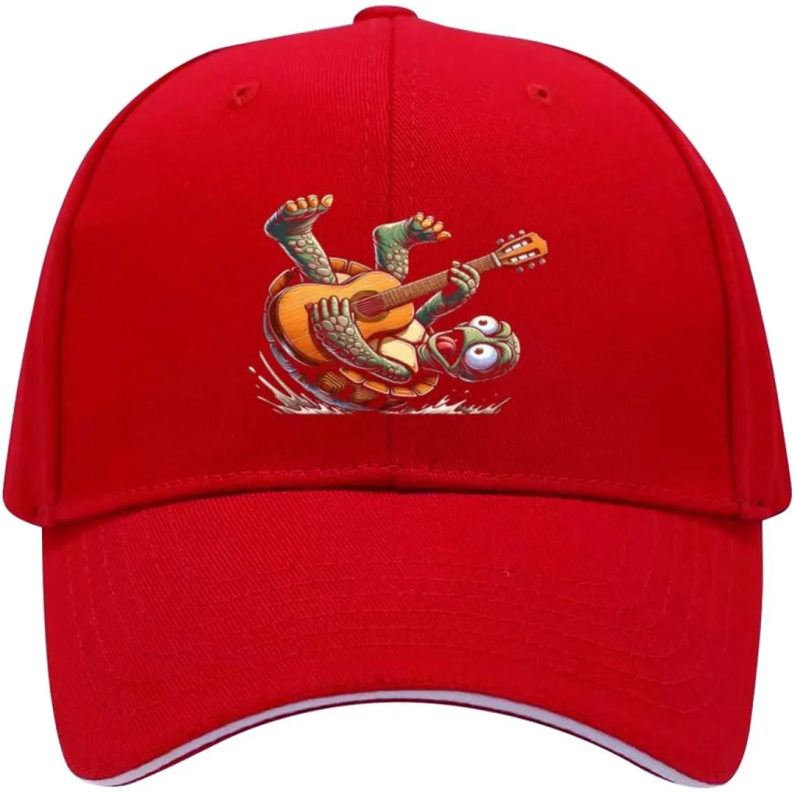 Funny Turtle Rocker Musician Animal Punk Rock Grunge Hat for Men Vintage Cotton Washed Baseball Caps Adjustable