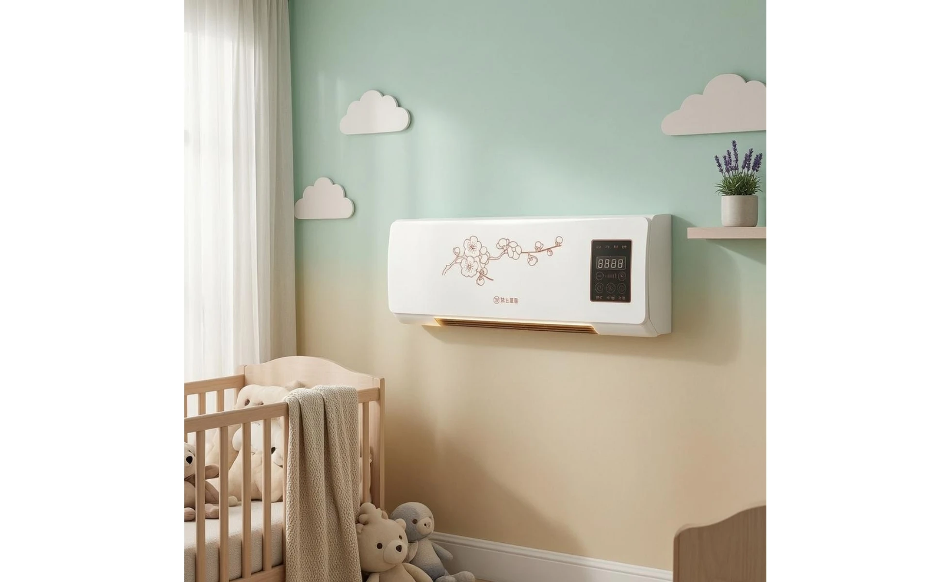 Indoor Cooling and Heating Unit Digital Control Panel Wall-Mounted Air Conditioner Air Conditioner Heater Combo Front Grille