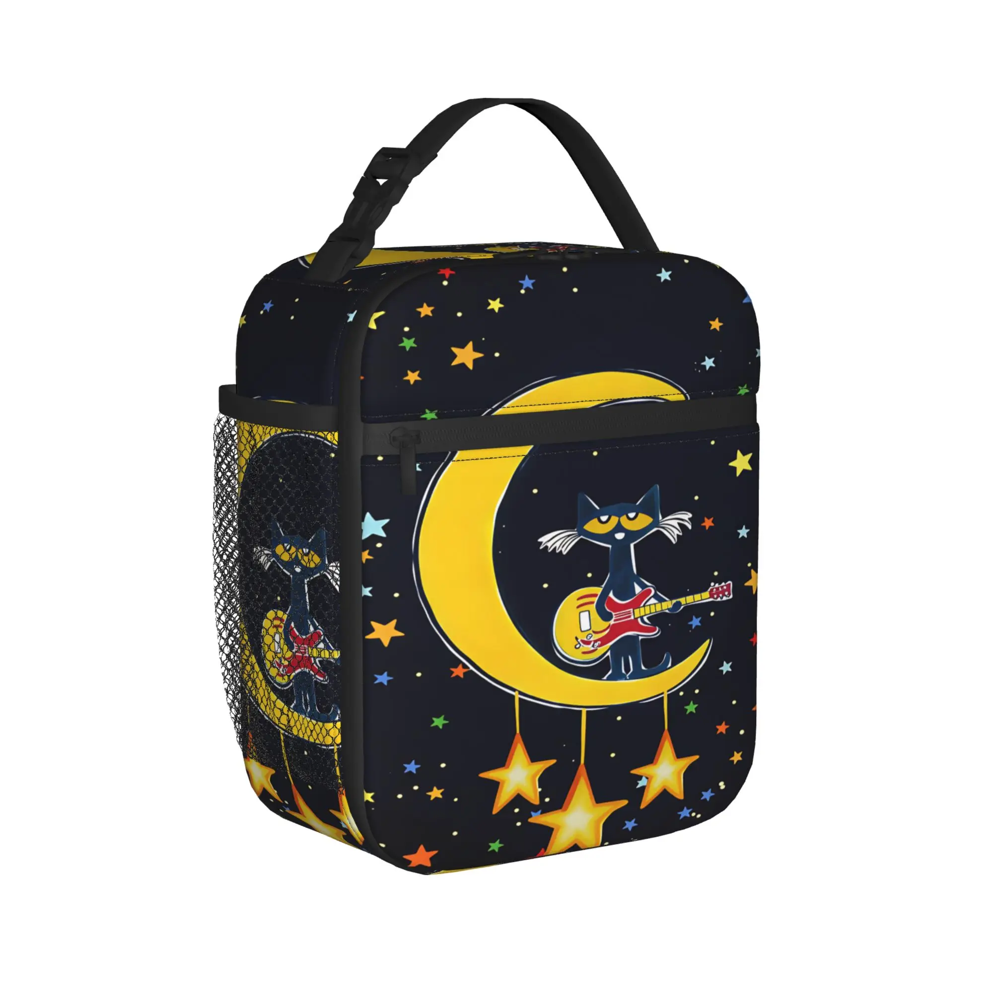 Pete The Cat Stars Comic Lunch Bag For Child Graphic Lunch Box Fashion Travel Cooler Bag Portable Oxford Thermal Tote Handbags