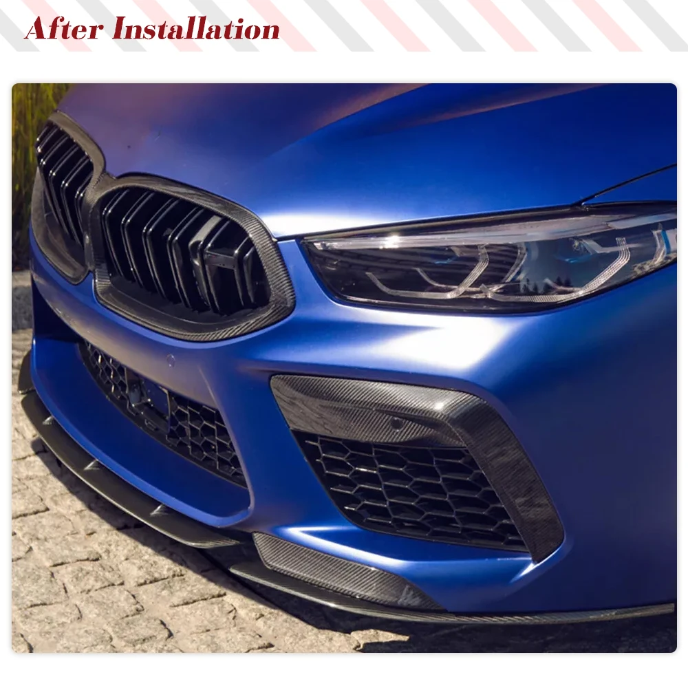 Car Front Bumper Fog Lamp Cover Canards for BMW 8 Series G14 G15 G16 M Sport 2018-2023 Dry /Wet Carbon Front Bumper Fins