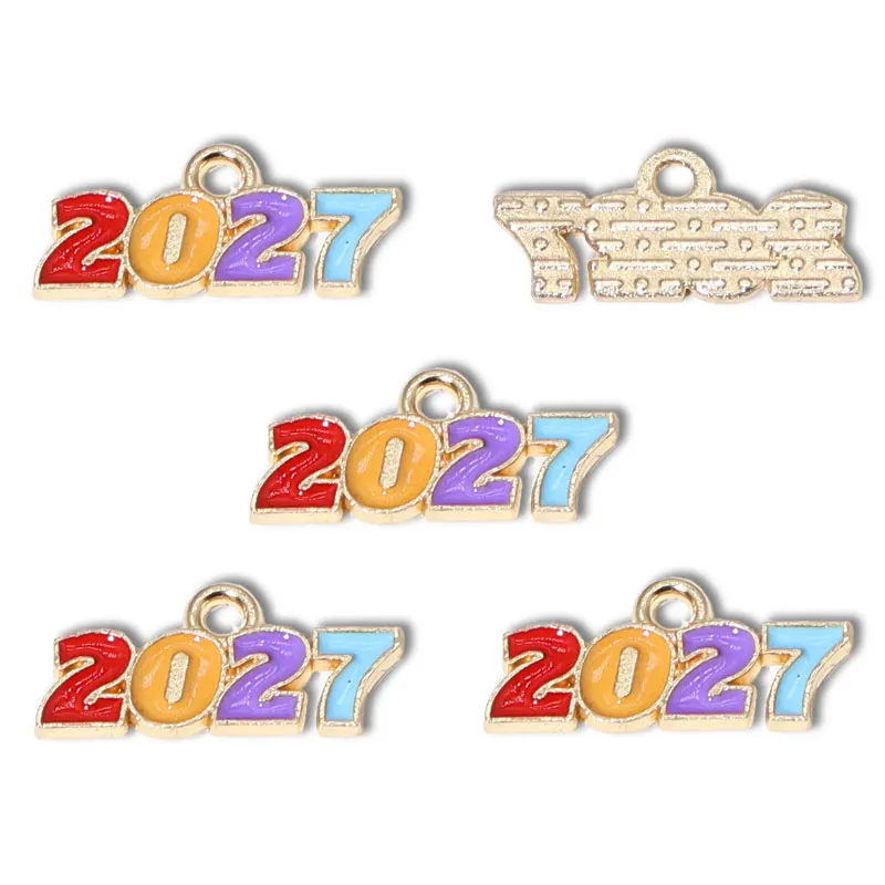 20pcs New Enamel Year 2025 2026 Charm for Necklace Pendant Keychain Pendant Diy Jewelry Making Craft Materials 9*18mm W344