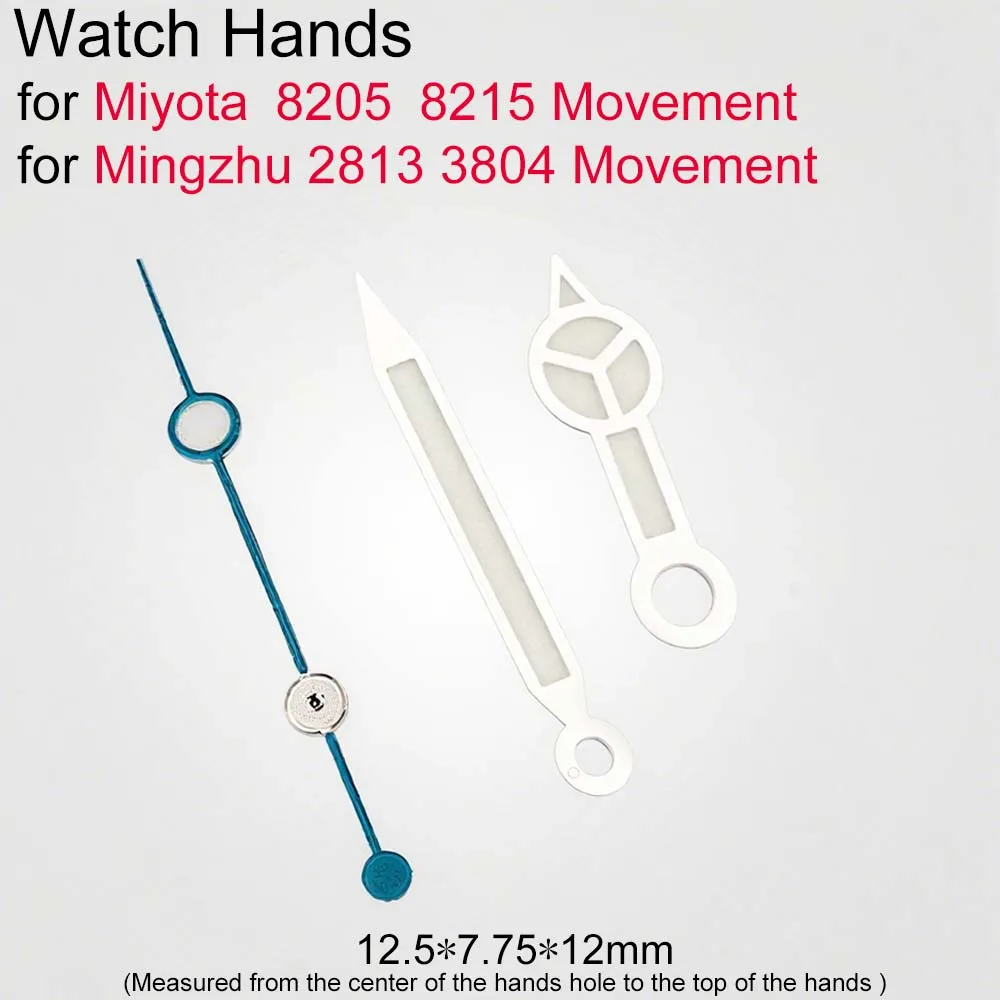 

Watch Hands for Miyota 8215 8205 Movement 12.5*7.75*12mm Blue Luminous Watch Pointers Fit for Mingzhu 2813 3804 Movement