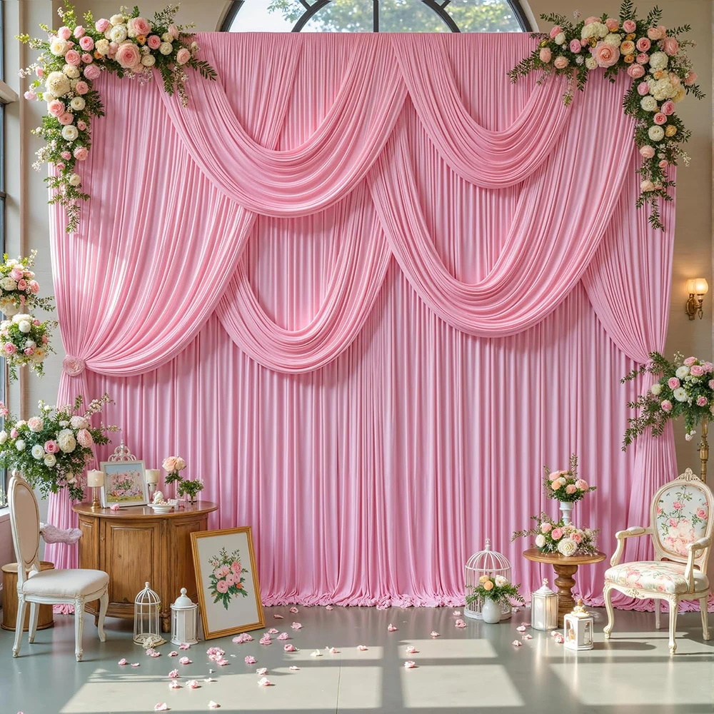 1 Stück Faltenfreier Hintergrundvorhang für Hochzeit, Brautparty, Babyparty, Foto, Bühnenhintergrund, Stoffdekoration für Geburtstagsfeiern – Detail 8