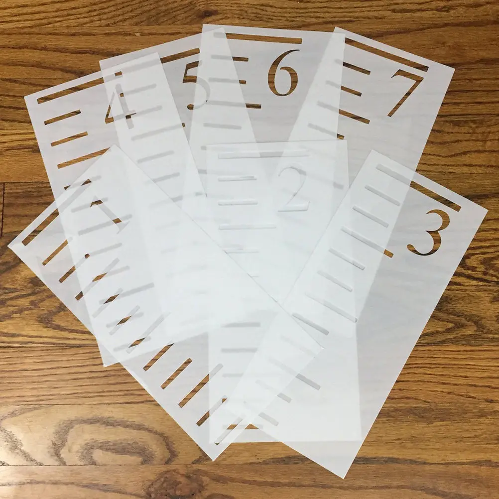 7Pcs Growth Chart Stencil Reusable Plastic Height Measuring Ruler Template Painting Wall Decor Growth Template Ruler