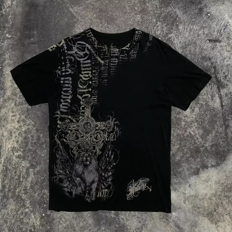 Southpole Y2K Vintage Cotton Graphic Tee Distressed Oversized Unisex T Shirt Gothic Print Streetwear Retro Soft Top 2026