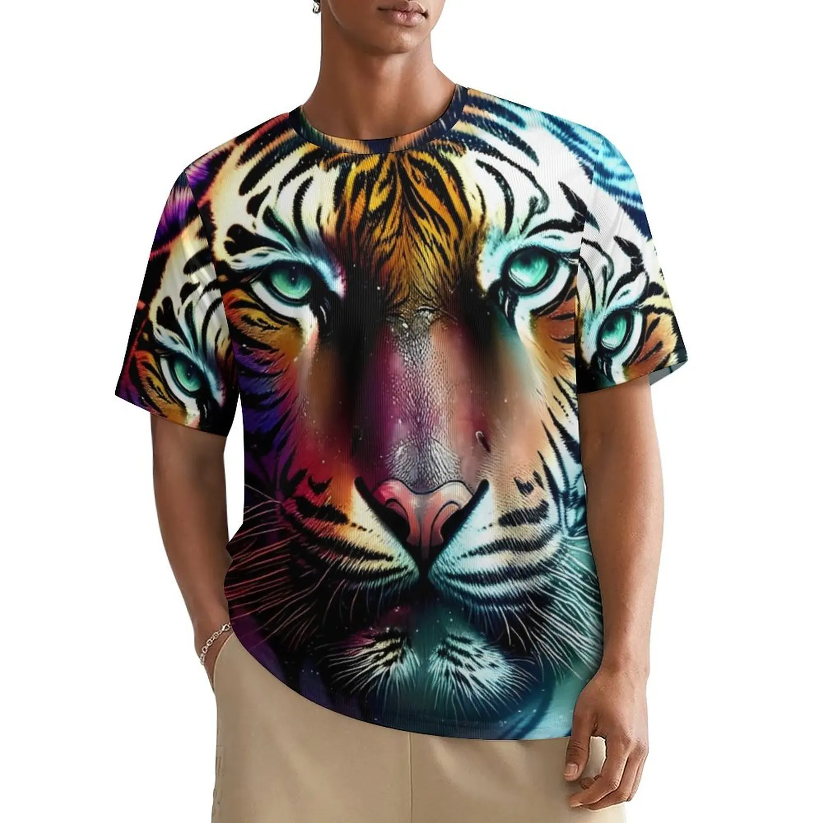 Summer T Shirt Caspian Tiger T-Shirts Animal Print Y2K Fun Vintage Tee Shirt For Man Short Sleeve Graphic Big Size Tops