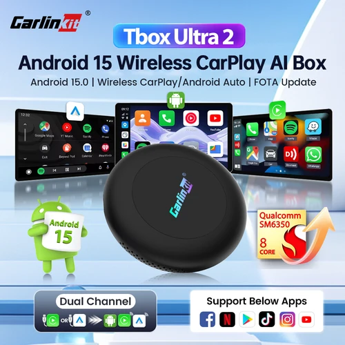 128G Carlinkit Ultra2 Android 15 CarPlay Ai Box inalámbrico Android Auto adaptador de vídeo compatible con Youtube Netflix TF tarjeta SIM WiFi 6
