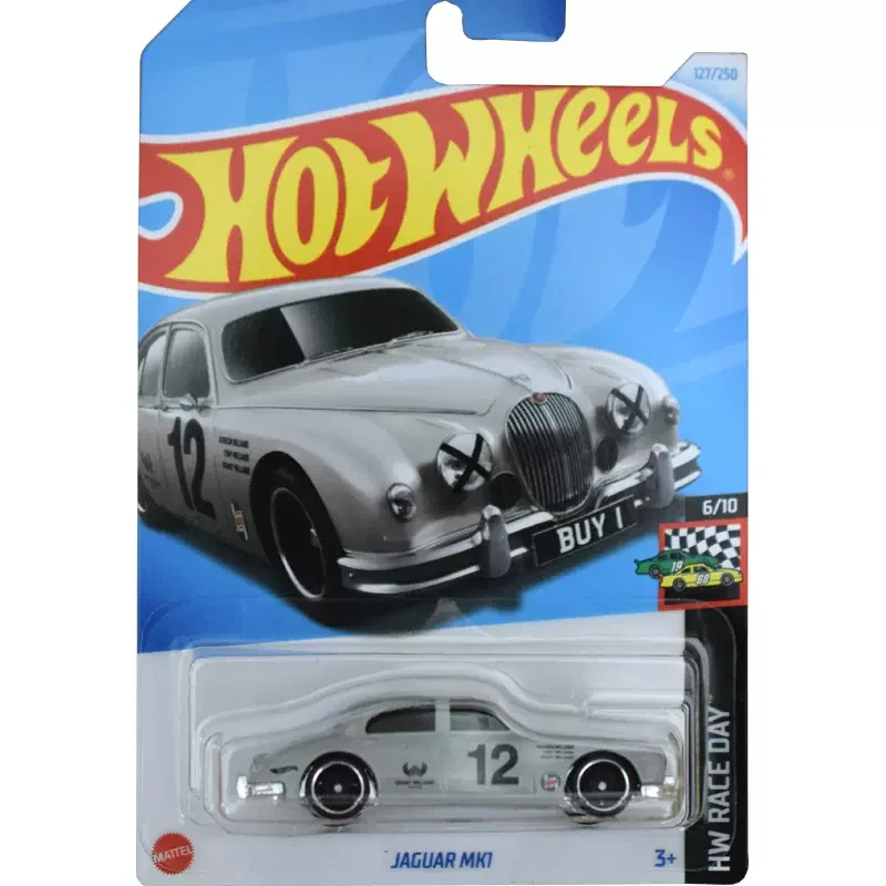 Original Hot Wheels Car 1/64 Gray JAGUAR MK1 HW Race Day Boys Toys Diecast Metal Transportation Vehicle Model No.127 2024 G Case